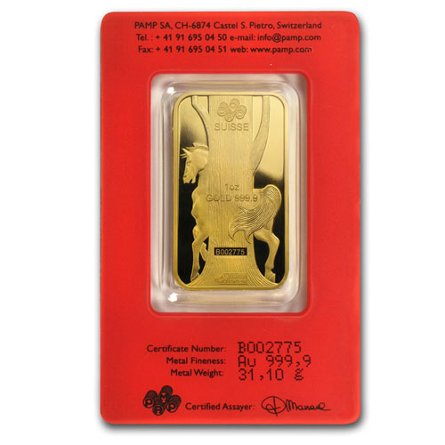 1 Ounce PAMP Suisse Gold Bar - Lunar Horse Series