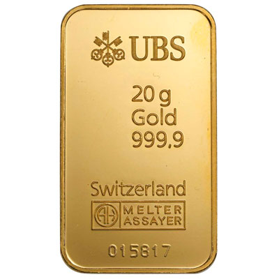 20 gram UBS gold bullion bar
