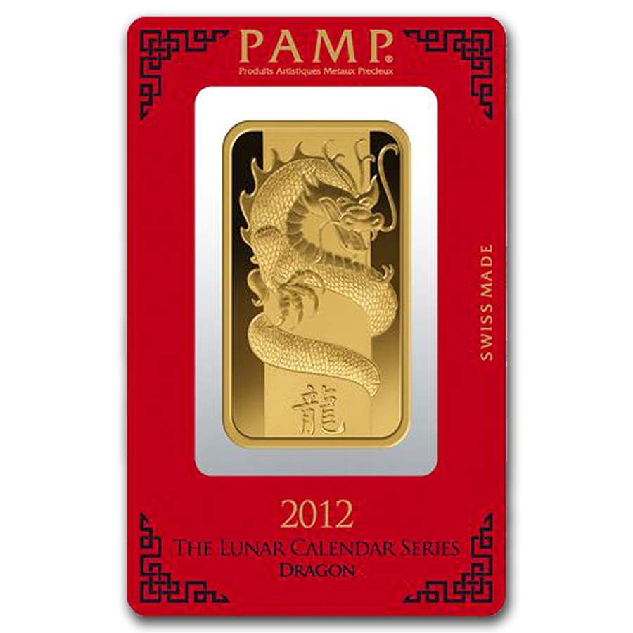 100 Gram PAMP Suisse Gold Bar - Lunar Dragon Series
