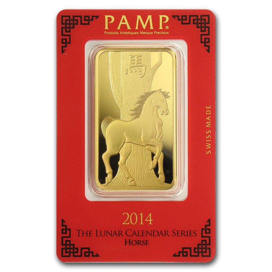 100 Gram PAMP Suisse Gold bar - Lunar Horse Series