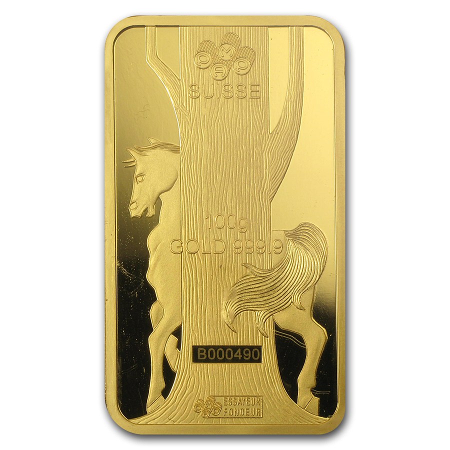 100 Gram PAMP Suisse Gold bar - Lunar Horse Series