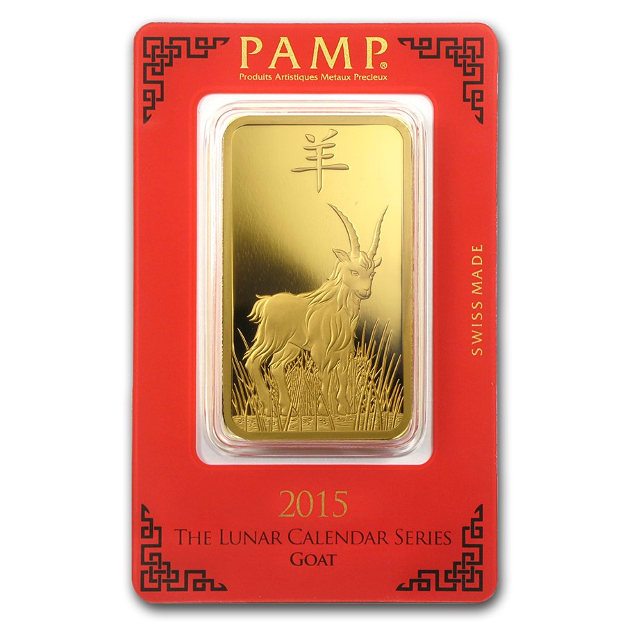 100 Gram PAMP Suisse Gold Bar - Lunar Goat Series